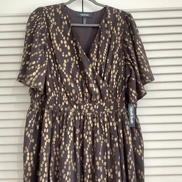 NWT ModCloth Golden Dot Bubbly Feelings Midi Dress Women’s Size 1X - Picture 2 of 14